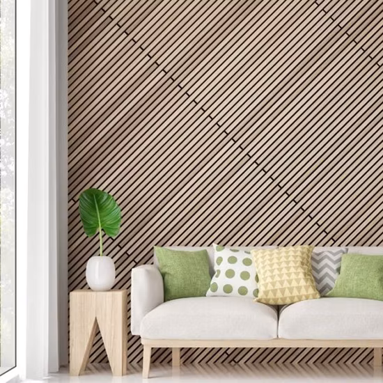 Exposición 3D Insonorización Listones de madera Revestimiento de paredes MDF Chapa de madera Panel acústico para mascotas